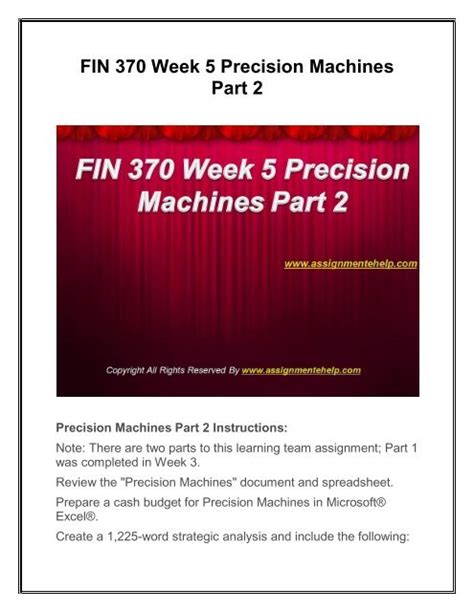 fin 370 precision machines part 2|FIN 370 Week 5 Precision Machine Part 2 .